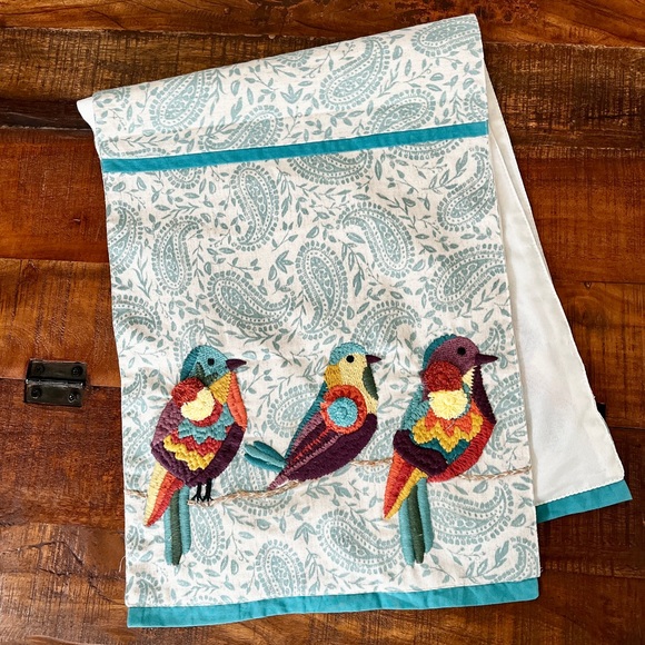Pier 1 Other - Pier 1 Table/Dresser Runner with Paisley Pattern and Embroidered Birds (13x72)
